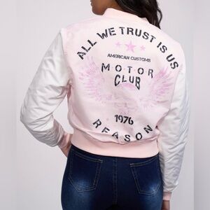 “All We Trust Is Us” Pink Bomber Jacket- New